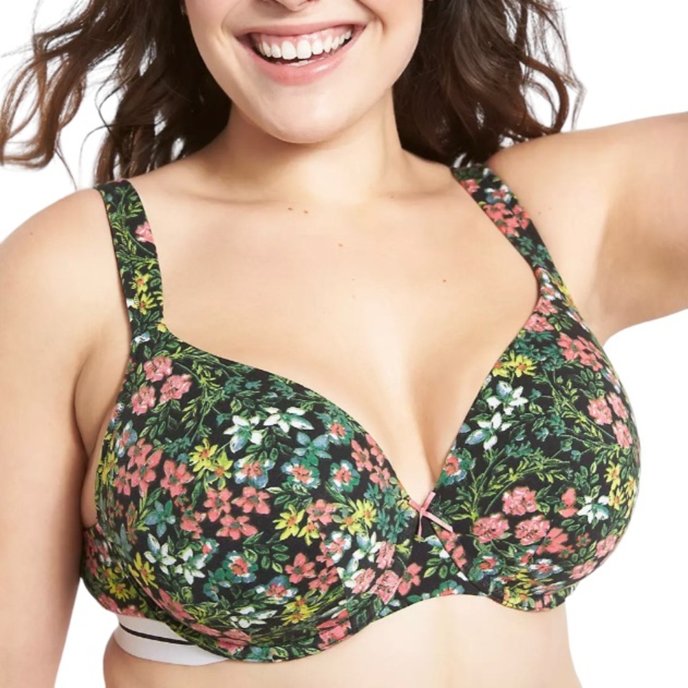Cacique Lightly Lined Full Coverage Bra Size 48D Tropical Print